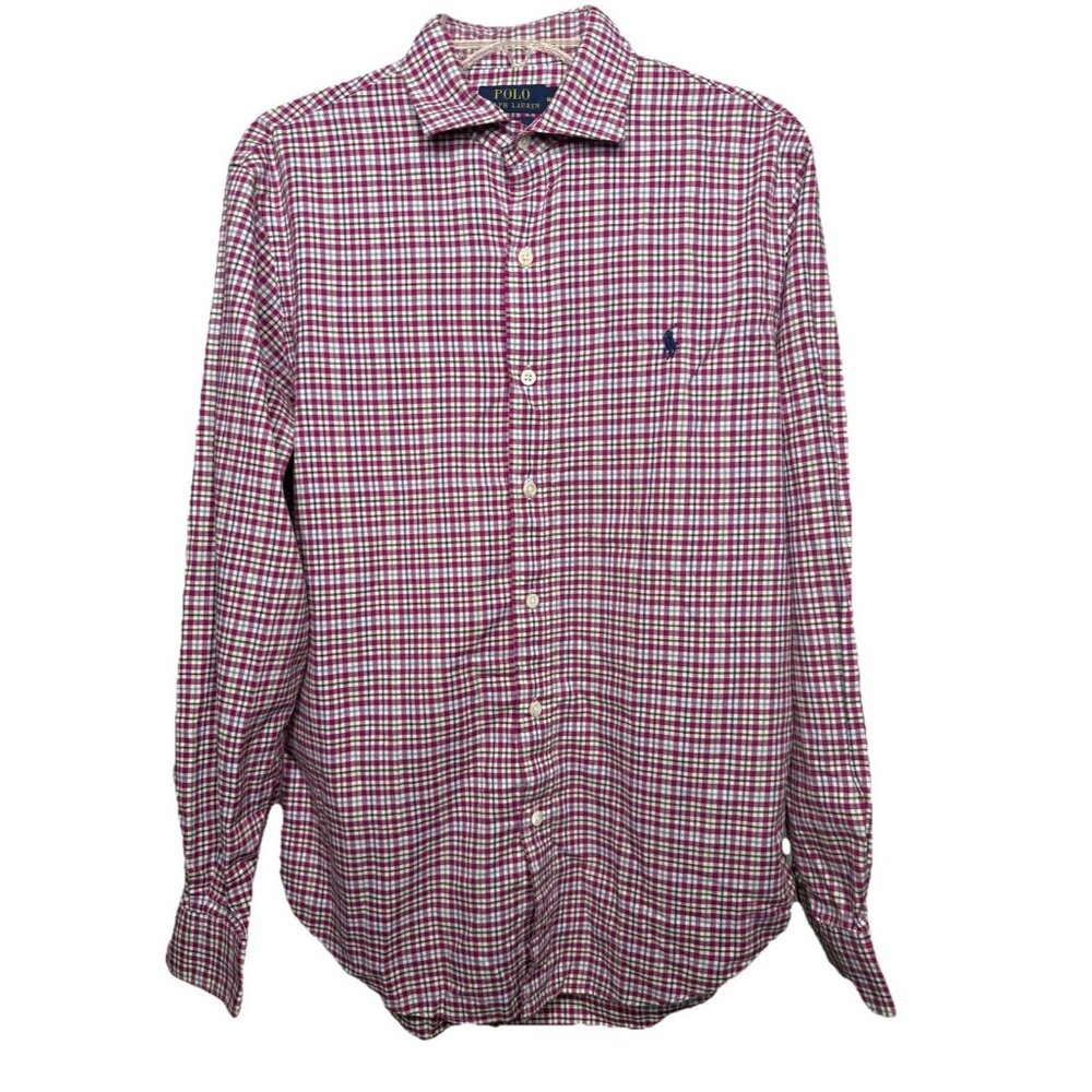 Polo‎ Ralph Lauren Men's Medium Slim Fit Long Sleeve Plaid Button Down Shirt